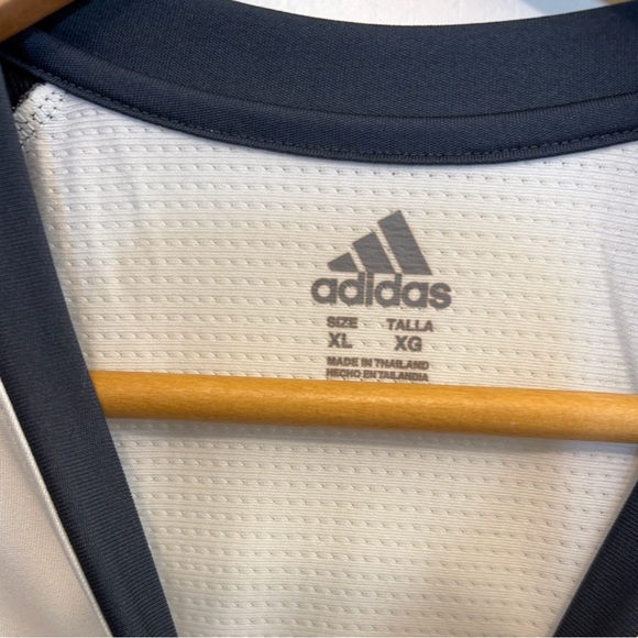 adidas White and Navy Short Sleeve Tee - Picture 3 of 4